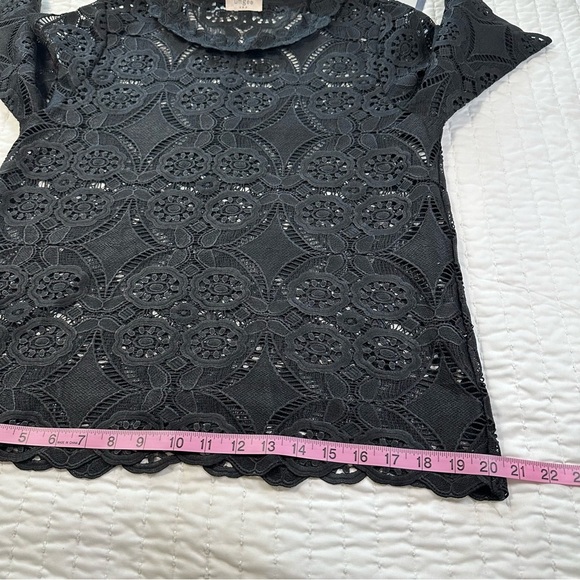 UMGEE Crochet Top Boho Hippie Black Size S-M Blouse Sheer Floral - Picture 5 of 8